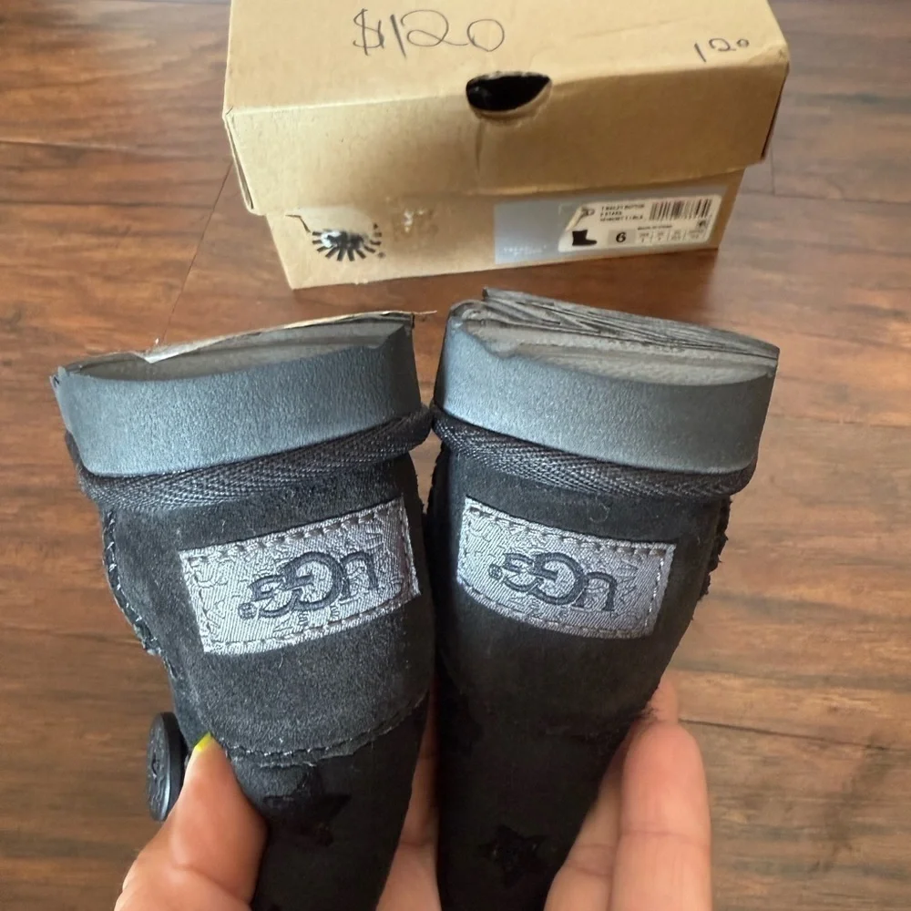 UGG Bailey Button II Stars Classic Boots-Black Size 6